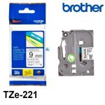 CINTA BROTHER TZE-221 BLACK ON WHITE 3/8" (9MM) 02829