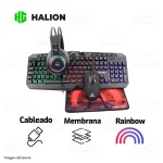 COMBO TECLADO Y MOUSE HALION GAMER 4 EN 1 MACK HA-875C RGB